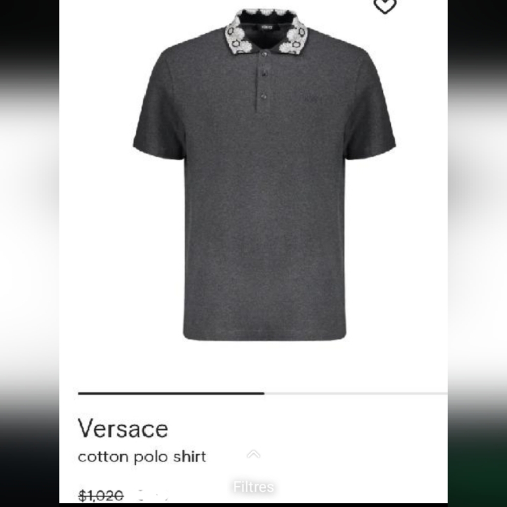 Versace Charcoal Polo with Decorative Collar